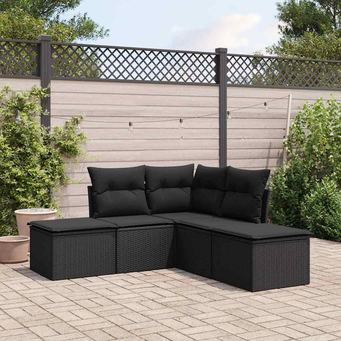 Set mobilier de grădină cu perne, 5 piese, negru, poliratan - WALTI WALTI