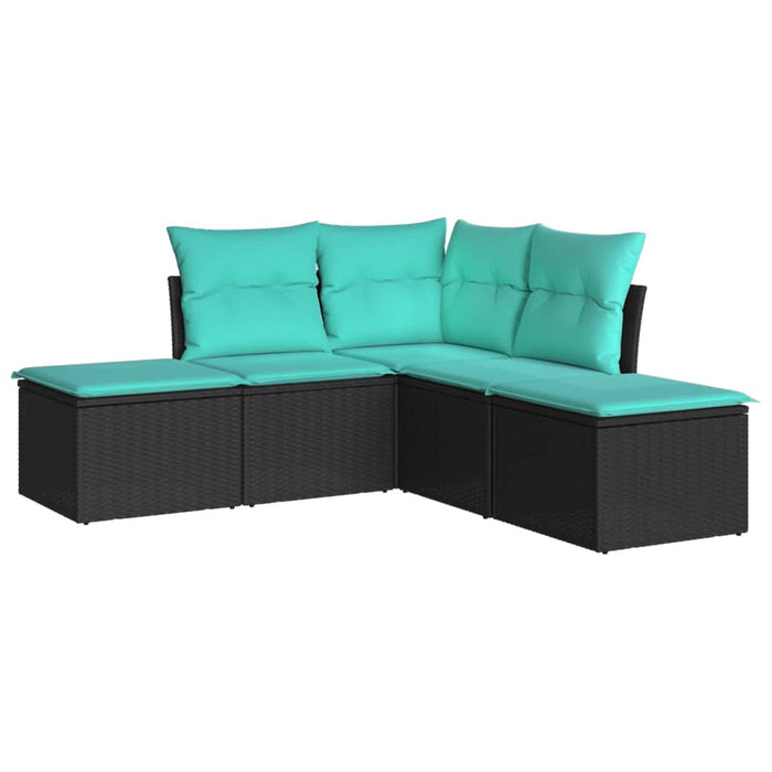Set mobilier de grădină cu perne, 5 piese, negru, poliratan - WALTI WALTI