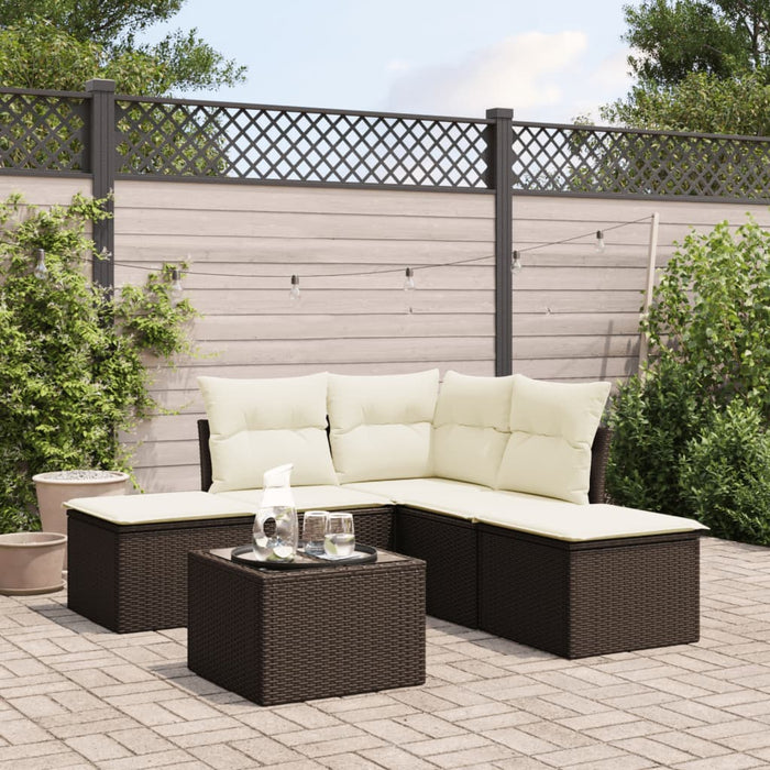 Set canapele de grădină cu perne, 6 piese, maro, poliratan WALTI