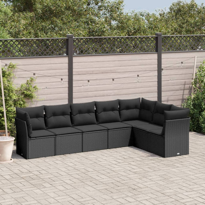 Set canapele de grădină cu perne, 7 piese, negru, poliratan - WALTI WALTI