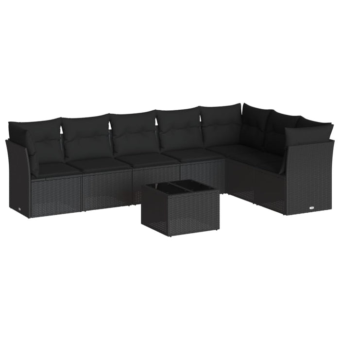 Set mobilier de grădină cu perne, 8 piese, negru, poliratan - WALTI WALTI