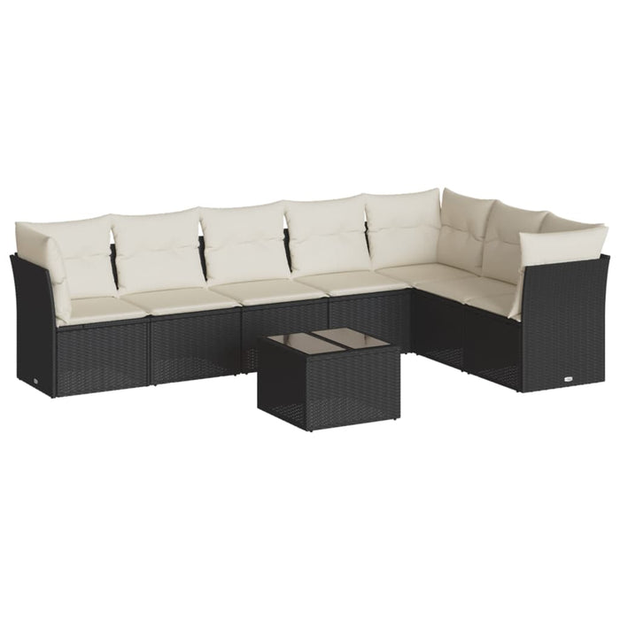 Set mobilier de grădină cu perne, 8 piese, negru, poliratan - WALTI WALTI