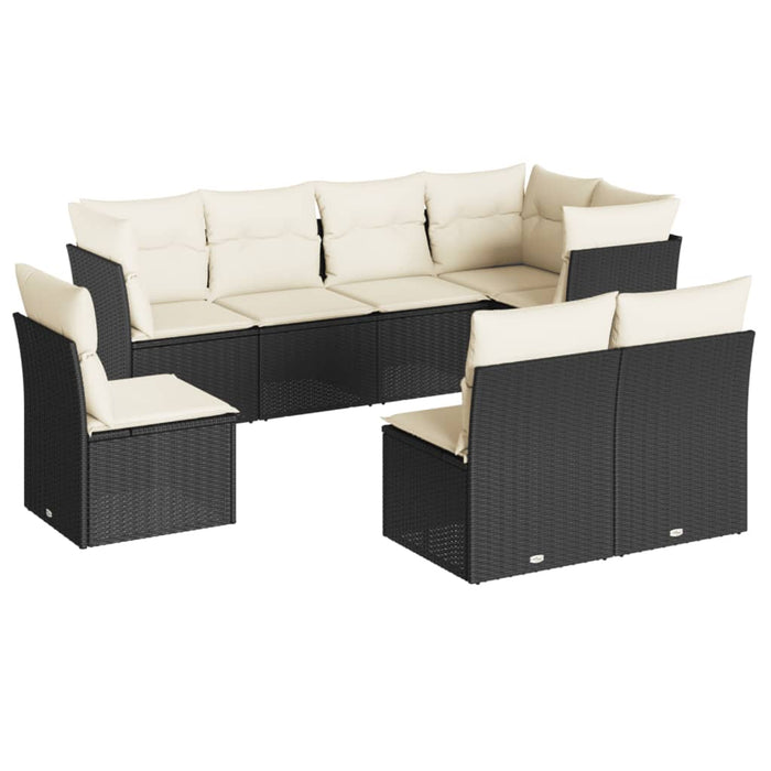 Set mobilier de grădină cu perne, 8 piese, negru, poliratan - WALTI WALTI