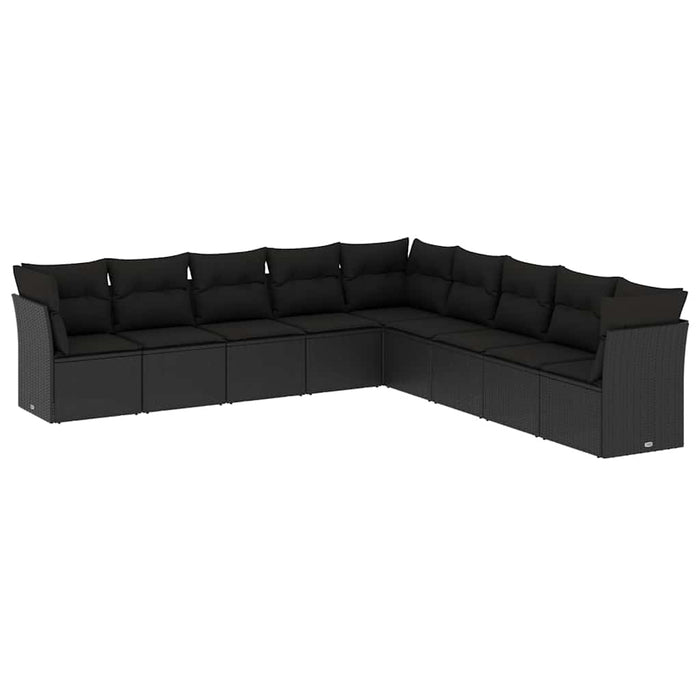 Set mobilier de grădină cu perne, 9 piese, negru, poliratan - WALTI WALTI