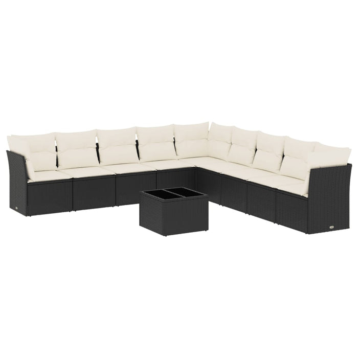 Set canapele de grădină cu perne, 10 piese, negru, poliratan - WALTI WALTI