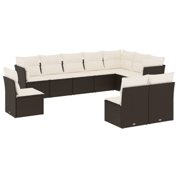 Set canapele de grădină cu perne, 10 piese, negru, poliratan WALTI