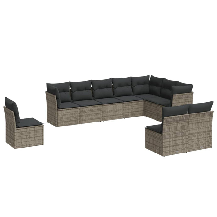 Set mobilier de grădină cu perne, 10 piese, gri, poliratan - WALTI WALTI