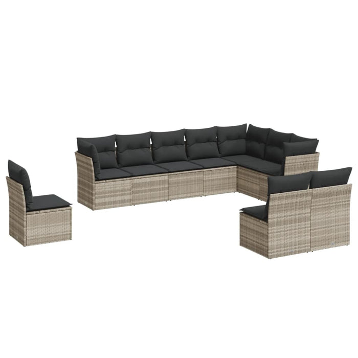 Set canapele de grădină cu perne 10 piese gri deschis poliratan - WALTI WALTI