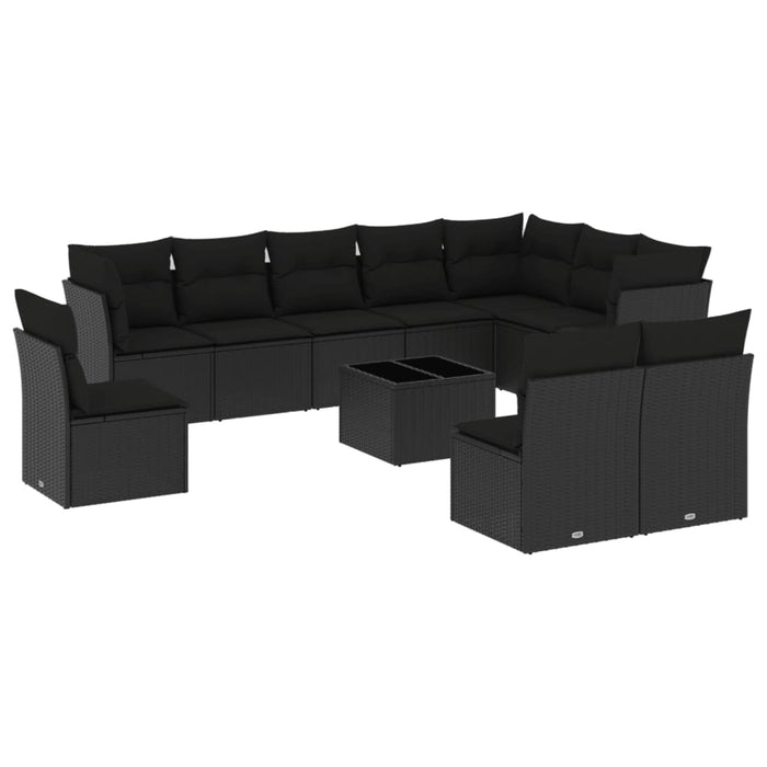 Set canapele de grădină cu perne, 11 piese, negru, poliratan - WALTI WALTI