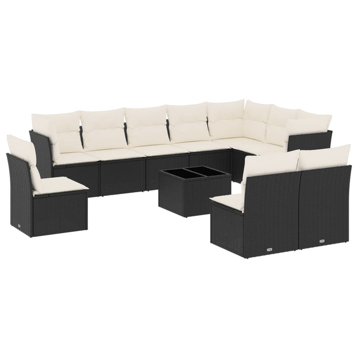 Set canapele de grădină cu perne, 11 piese, negru, poliratan - WALTI WALTI