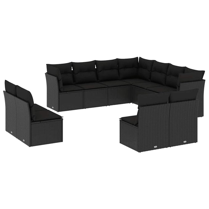 Set canapele de grădină cu perne, 11 piese, negru, poliratan - WALTI WALTI