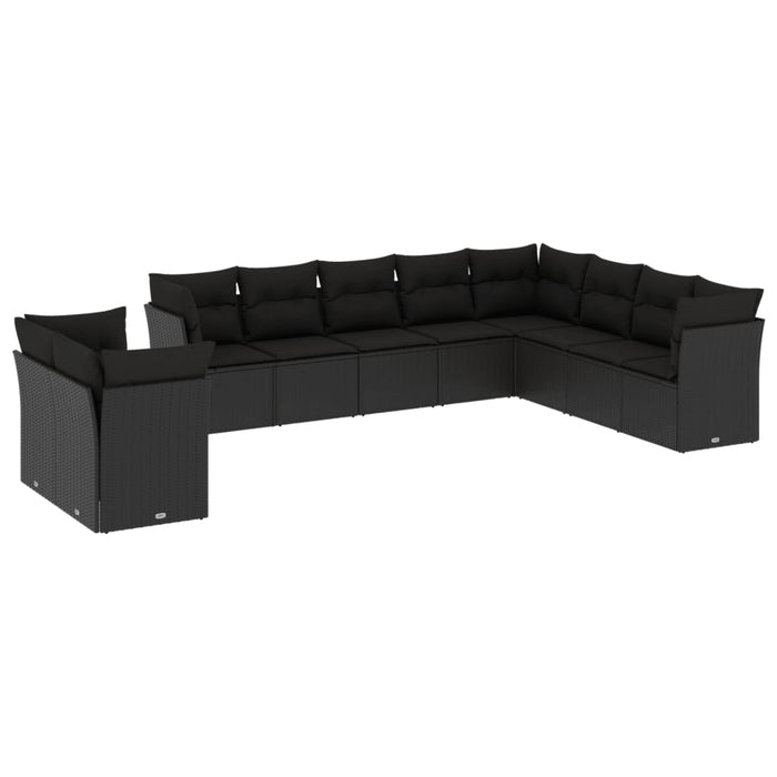 Set canapele de grădină cu perne, 10 piese, negru, poliratan - WALTI WALTI