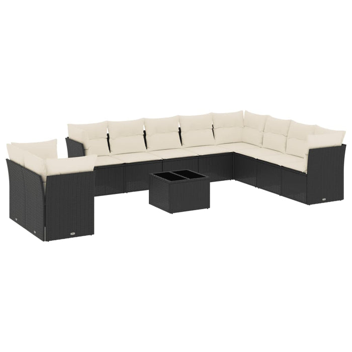 Set canapele de grădină cu perne, 11 piese, negru, poliratan - WALTI WALTI