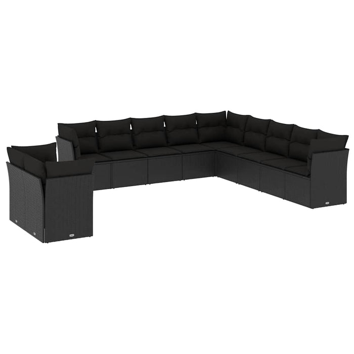 Set canapele de grădină cu perne, 11 piese, negru, poliratan - WALTI WALTI