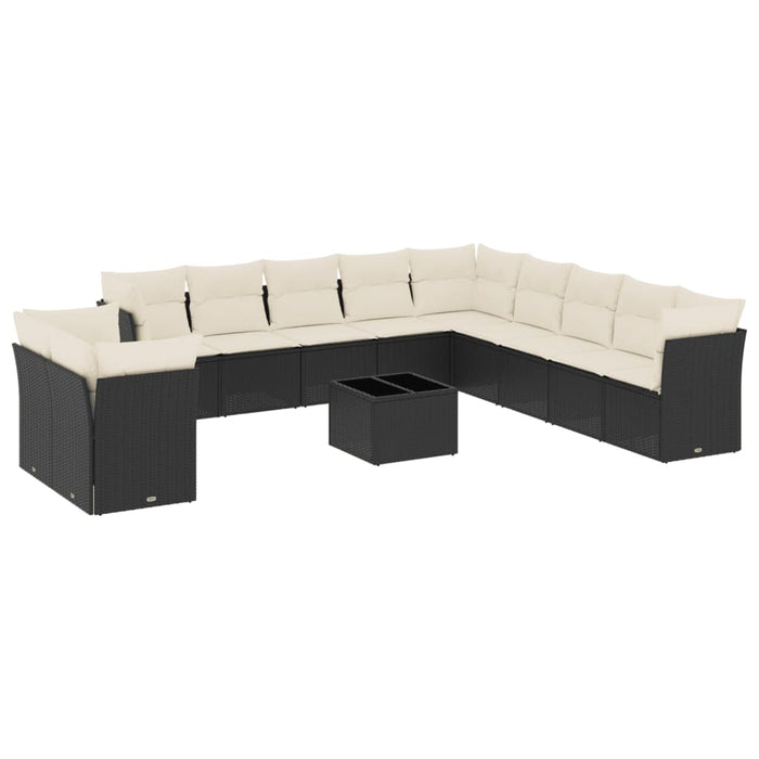 Set canapele de grădină, 12 piese, cu perne, negru, poliratan - WALTI WALTI