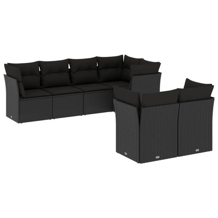 Set canapele de grădină cu perne, 7 piese, negru, poliratan - WALTI WALTI