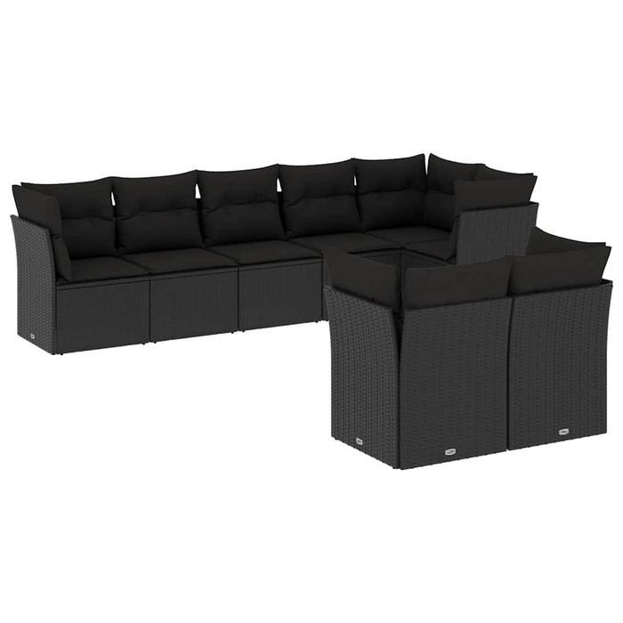 Set mobilier de grădină cu perne, 8 piese, negru, poliratan - WALTI WALTI