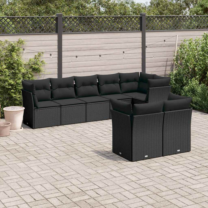 Set mobilier de grădină cu perne, 8 piese, negru, poliratan - WALTI WALTI