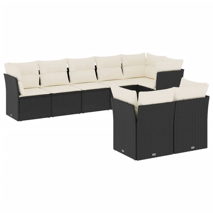 Set mobilier de grădină cu perne, 8 piese, negru, poliratan - WALTI WALTI