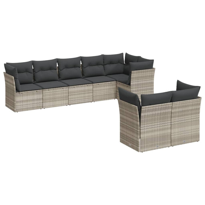 Set mobilier de grădină cu perne, 8 piese gri deschis poliratan - WALTI WALTI