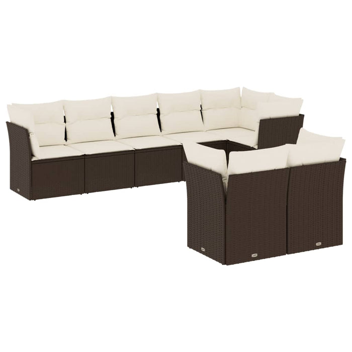 Set canapele de grădină cu perne, 8 piese, maro, poliratan WALTI