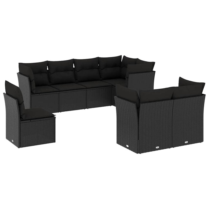 Set mobilier de grădină cu perne, 8 piese, negru, poliratan - WALTI WALTI