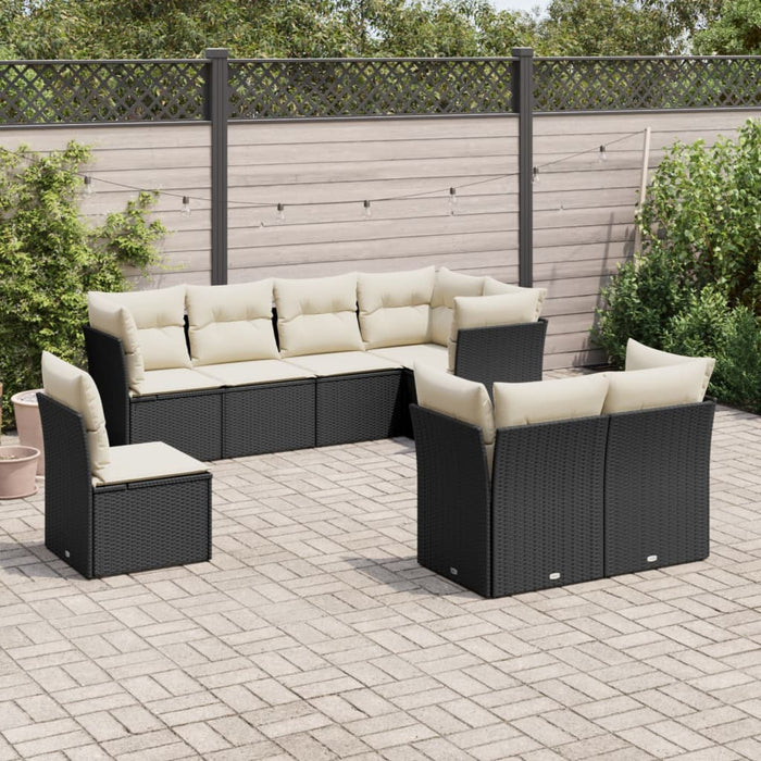 Set mobilier de grădină cu perne, 8 piese, negru, poliratan - WALTI WALTI