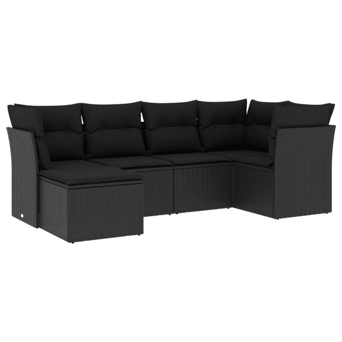 Set mobilier de grădină cu perne, 6 piese, negru, poliratan - WALTI WALTI