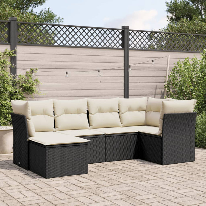 Set mobilier de grădină cu perne, 6 piese, negru, poliratan - WALTI WALTI