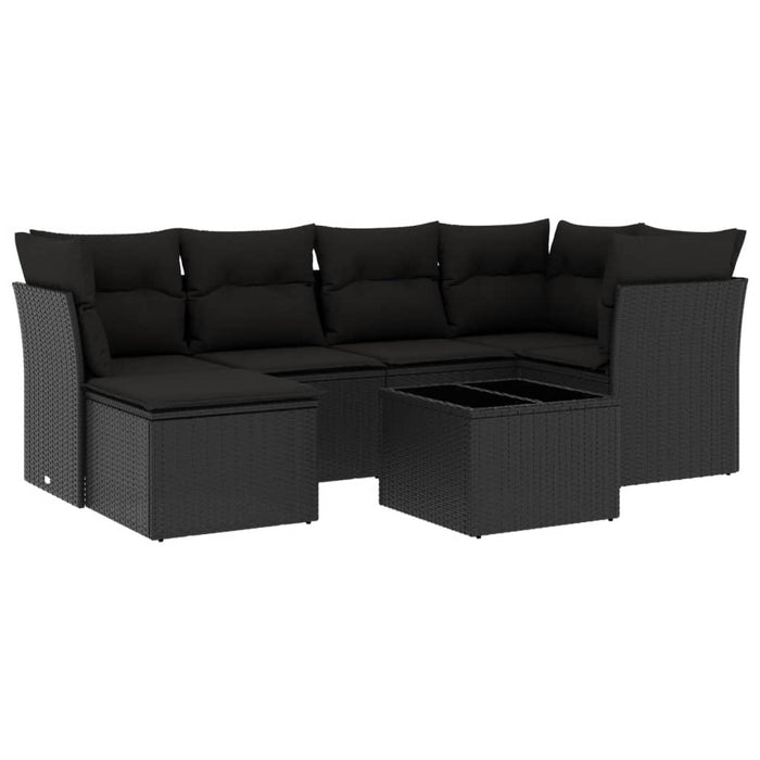 Set canapele de grădină cu perne, 7 piese, negru, poliratan - WALTI WALTI