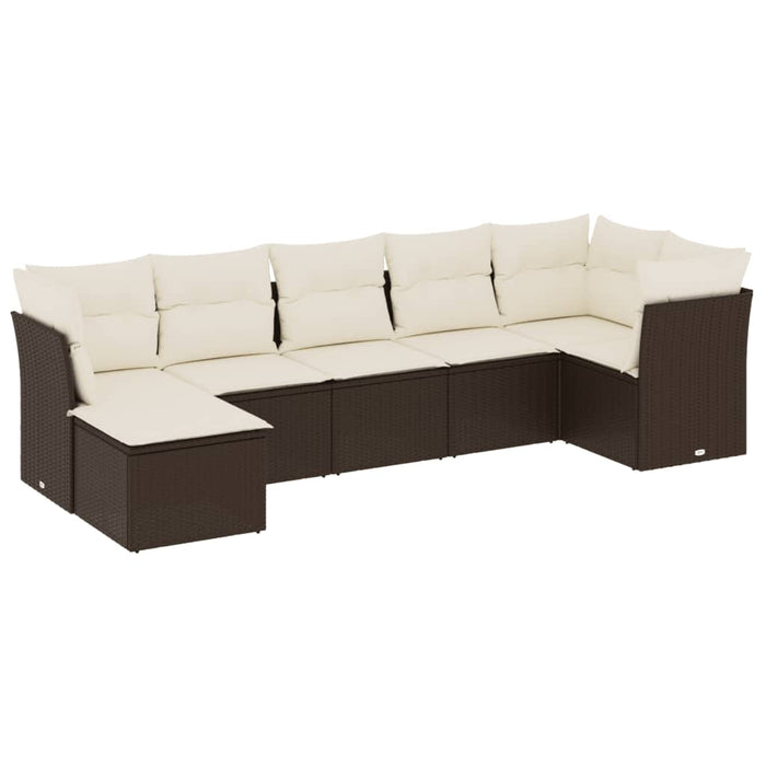 Set canapele de grădină cu perne, 7 piese, maro, poliratan WALTI