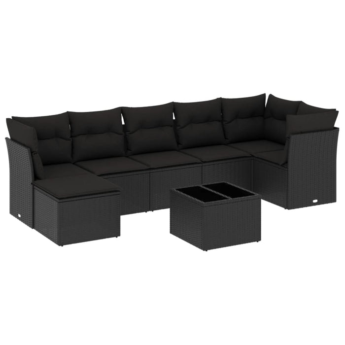 Set mobilier de grădină cu perne, 8 piese, negru, poliratan - WALTI WALTI