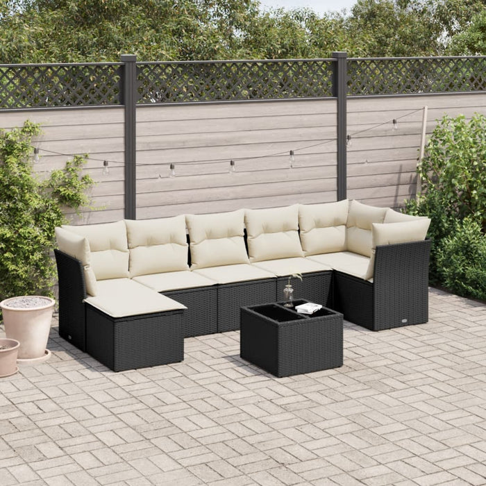 Set mobilier de grădină cu perne, 8 piese, negru, poliratan - WALTI WALTI