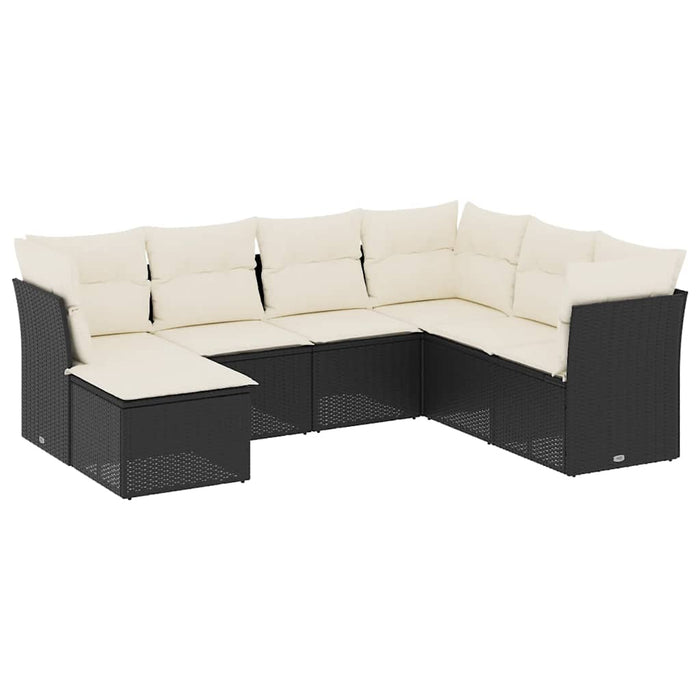 Set canapele de grădină cu perne, 7 piese, negru, poliratan - WALTI WALTI