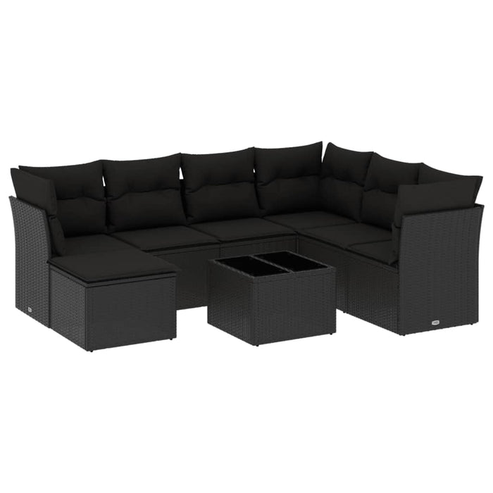 Set mobilier de grădină cu perne, 8 piese, negru, poliratan - WALTI WALTI