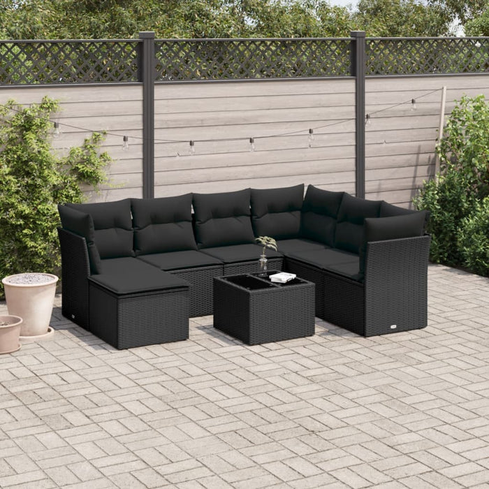 Set mobilier de grădină cu perne, 8 piese, negru, poliratan - WALTI WALTI
