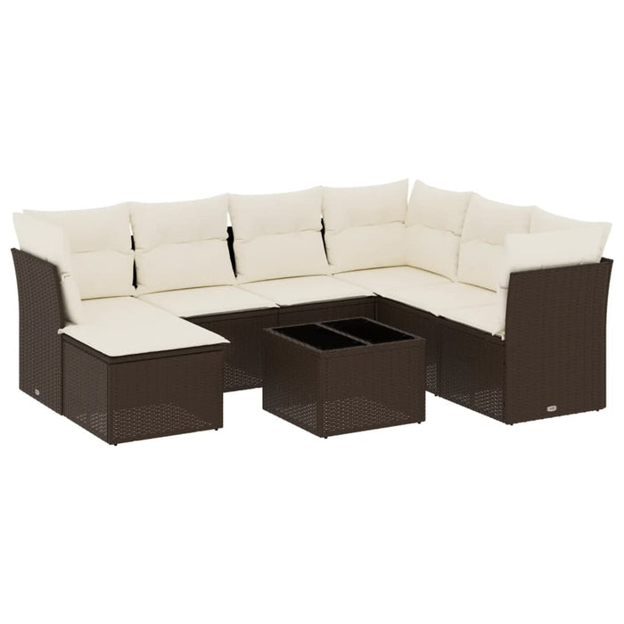 Set canapele de grădină cu perne, 8 piese, maro, poliratan WALTI