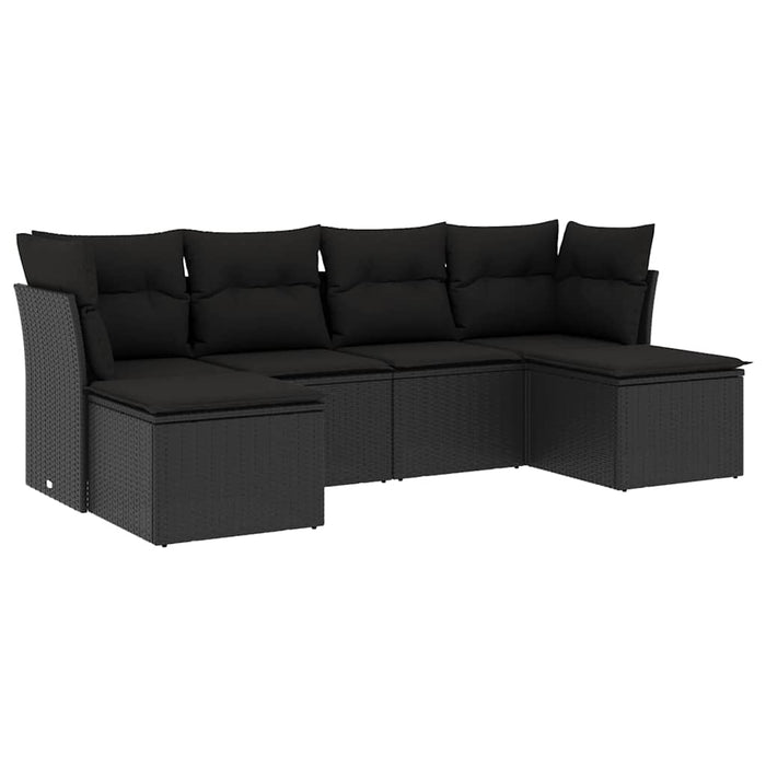 Set mobilier de grădină cu perne, 6 piese, negru, poliratan - WALTI WALTI