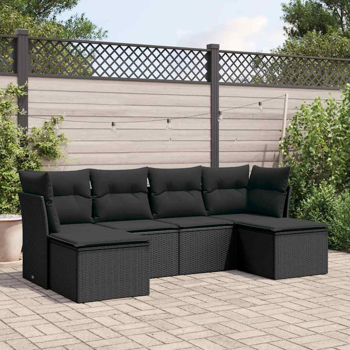 Set mobilier de grădină cu perne, 6 piese, negru, poliratan - WALTI WALTI