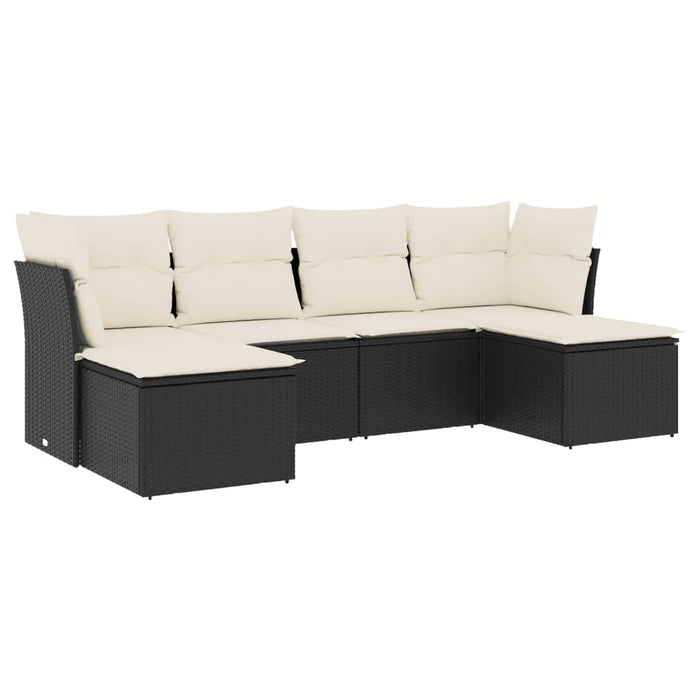 Set mobilier de grădină cu perne, 6 piese, negru, poliratan - WALTI WALTI