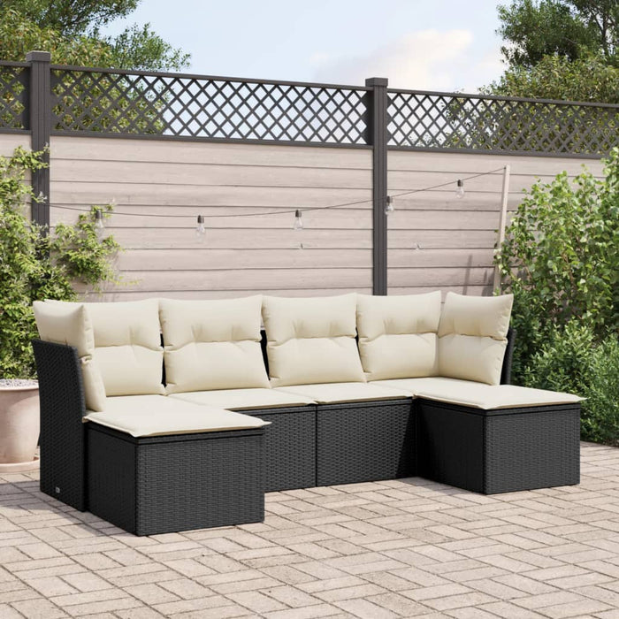 Set mobilier de grădină cu perne, 6 piese, negru, poliratan - WALTI WALTI
