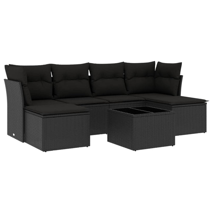 Set canapele de grădină cu perne, 7 piese, negru, poliratan - WALTI WALTI