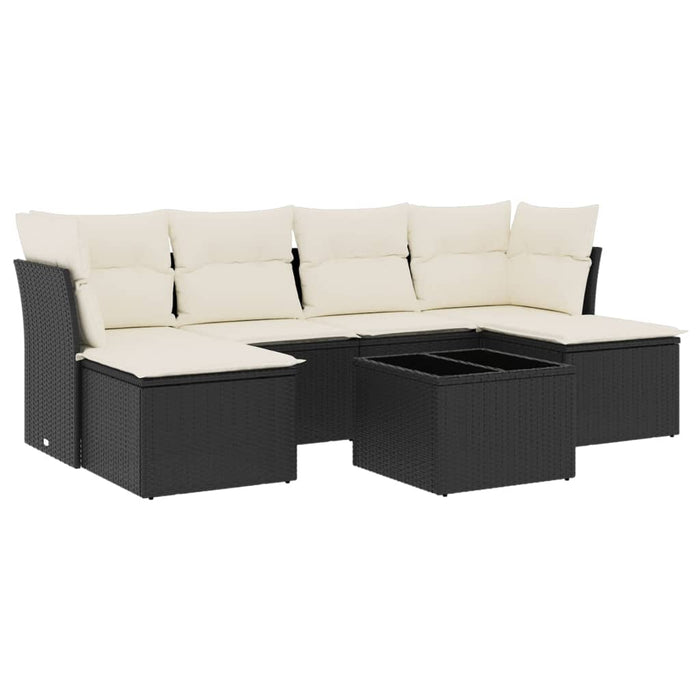 Set canapele de grădină cu perne, 7 piese, negru, poliratan - WALTI WALTI