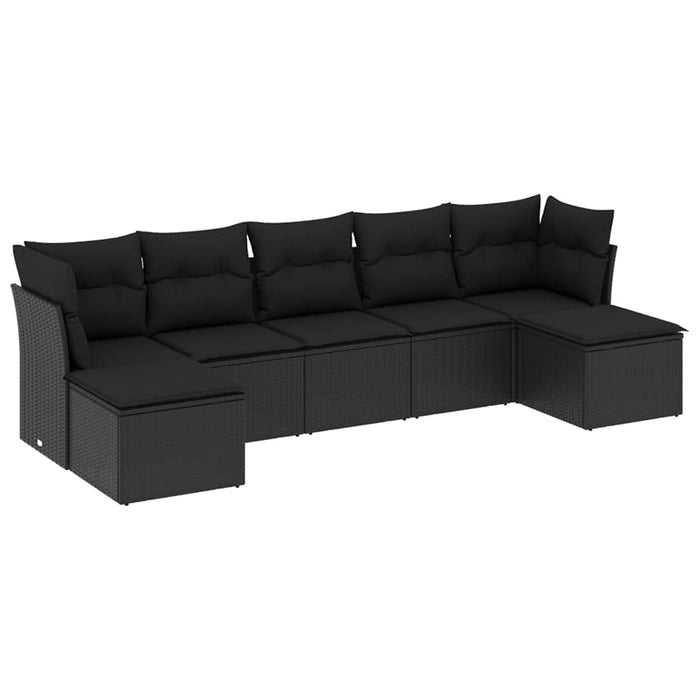 Set canapele de grădină cu perne, 7 piese, negru, poliratan - WALTI WALTI