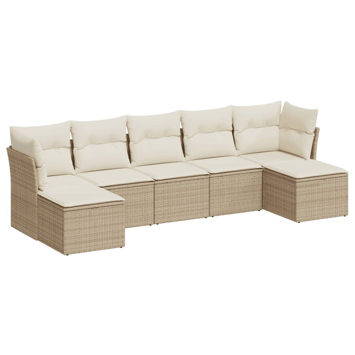 Set canapele de grădină, 7 piese, cu perne, bej, poliratan WALTI