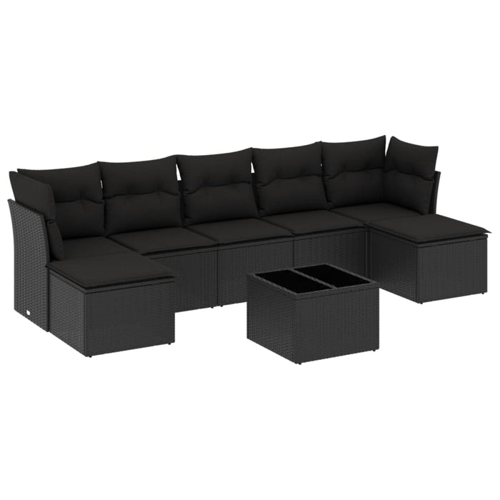 Set mobilier de grădină cu perne, 8 piese, negru, poliratan - WALTI WALTI