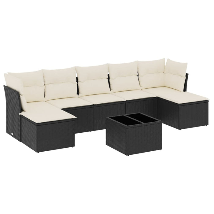 Set mobilier de grădină cu perne, 8 piese, negru, poliratan - WALTI WALTI