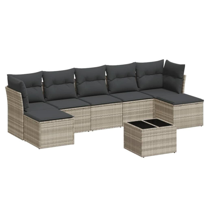 Set mobilier de grădină cu perne, 8 piese gri deschis poliratan - WALTI WALTI