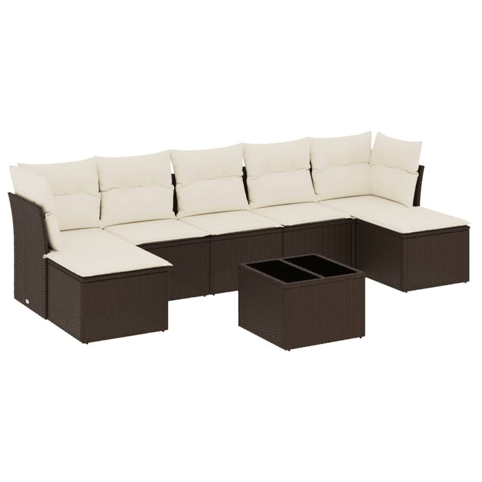 Set canapele de grădină cu perne, 8 piese, maro, poliratan WALTI