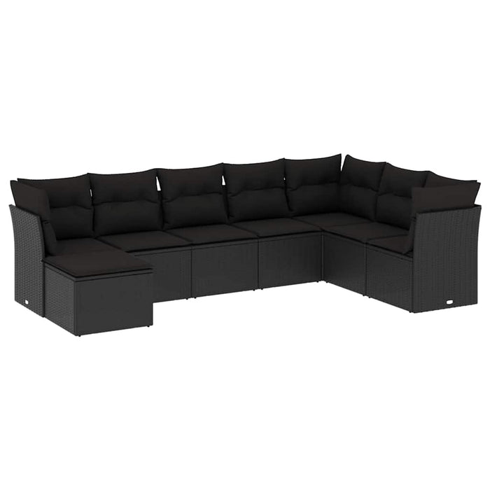 Set mobilier de grădină cu perne, 8 piese, negru, poliratan - WALTI WALTI